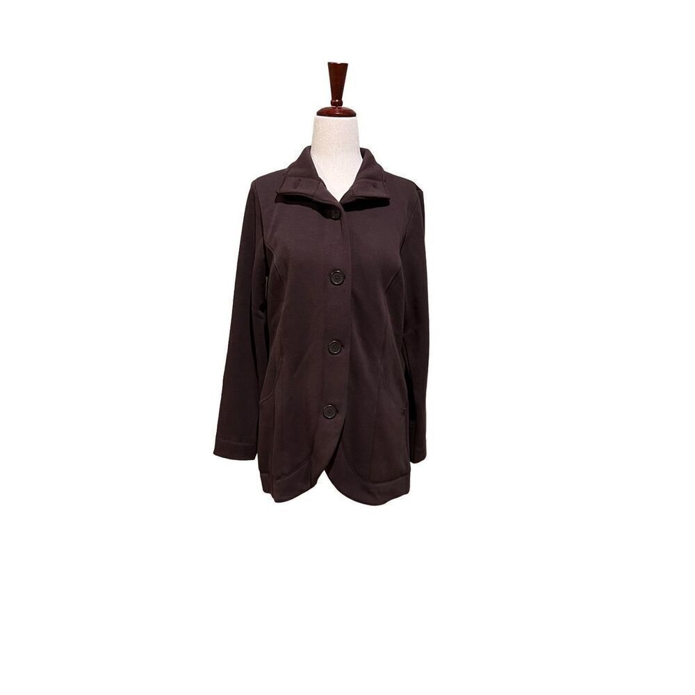 Denim & Co Jacket women’s size XS brown button down long sleeve soft warm cozy